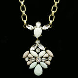 Luxury Crystal Y-Necklace Gold/White NWOT