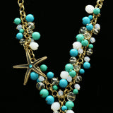 Luxury Crystal Starfish Y-Necklace Gold & Blue NWOT
