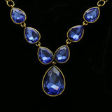 Luxury Crystal Y-Necklace Gold/Blue NWOT
