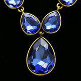 Luxury Crystal Y-Necklace Gold/Blue NWOT
