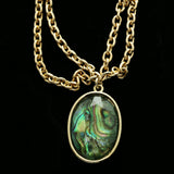 Luxury Crystal Y-Necklace Gold/Green NWOT