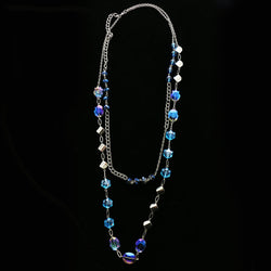 Luxury Faceted Necklace Silver/Blue NWOT
