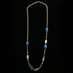 Luxury Faceted Necklace Gold/Blue NWOT