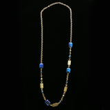 Luxury Faceted Necklace Gold/Blue NWOT