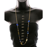 Luxury Faceted Necklace Gold/Blue NWOT