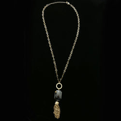 Luxury Crystal Y-Necklace Gold/Black NWOT