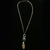 Luxury Crystal Y-Necklace Gold/Black NWOT