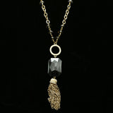 Luxury Crystal Y-Necklace Gold/Black NWOT