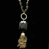 Luxury Crystal Y-Necklace Gold/Black NWOT