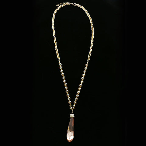 Luxury Crystal Y-Necklace Gold/Pink NWOT