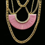 Luxury Crystal Necklace Gold/Pink NWOT