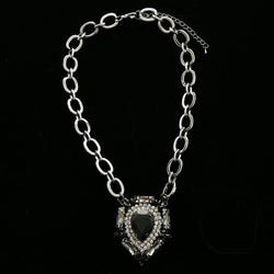 Luxury Crystal Necklace Gunmetal/Black NWOT