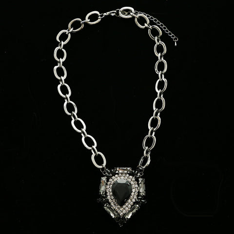 Luxury Crystal Necklace Gunmetal/Black NWOT