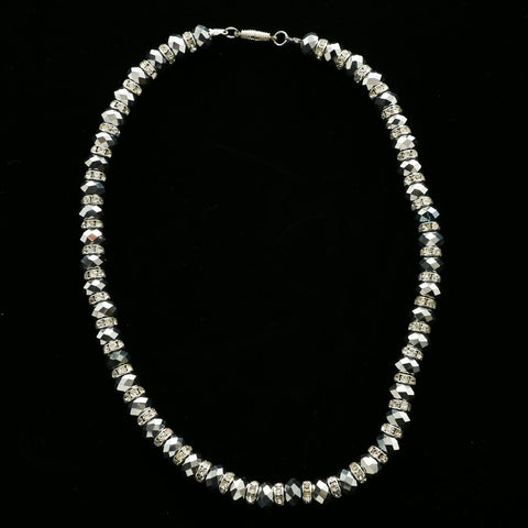 Luxury Crystal Necklace Silver/Dark-Silver NWOT