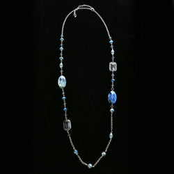 Luxury Faceted Necklace Silver/Blue NWOT