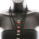 Luxury Semi-Precious Stone Necklace Gunmetal/Pink NWOT