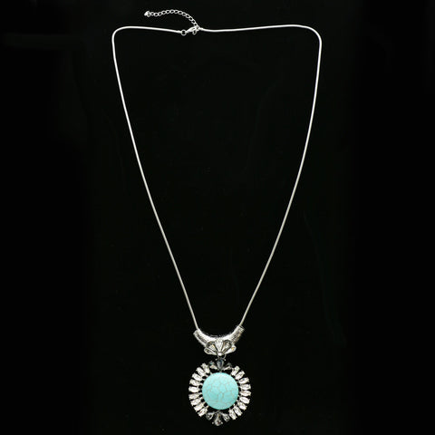 Luxury Semi-Precious Stone Crystal Necklace Silver & Blue NWOT