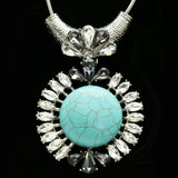 Luxury Semi-Precious Stone Crystal Necklace Silver & Blue NWOT
