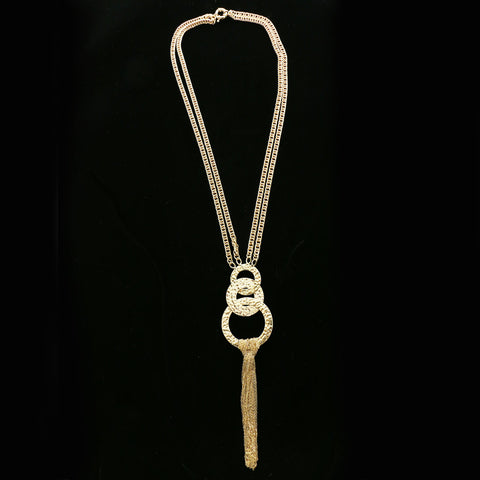 Luxury Hmmered Finish Y-Necklace Gold NWOT