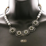 Luxury Crystal Flower Necklace Gunmetal & Gray NWOT
