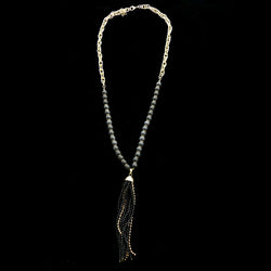 Luxury Beads Y-Necklace Gold/Black NWOT