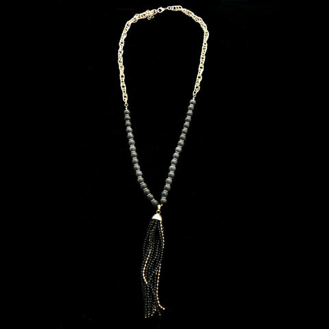 Luxury Beads Y-Necklace Gold/Black NWOT