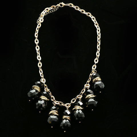 Luxury Faceted Necklace Gold/Black NWOT