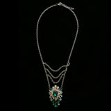Luxury Crystal Necklace Silver/Green NWOT