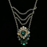 Luxury Crystal Necklace Silver/Green NWOT