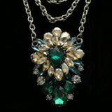 Luxury Crystal Necklace Silver/Green NWOT