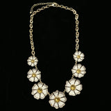 Luxury Crystal Flower Necklace Gold & White NWOT