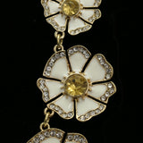 Luxury Crystal Flower Necklace Gold & White NWOT