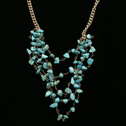Luxury Semi-Precious Stone Necklace Gold/Blue NWOT