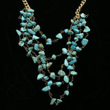 Luxury Semi-Precious Stone Necklace Gold/Blue NWOT