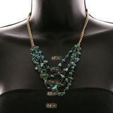 Luxury Semi-Precious Stone Necklace Gold/Blue NWOT