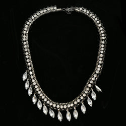 Luxury Crystal Necklace Gunmetal/Black NWOT