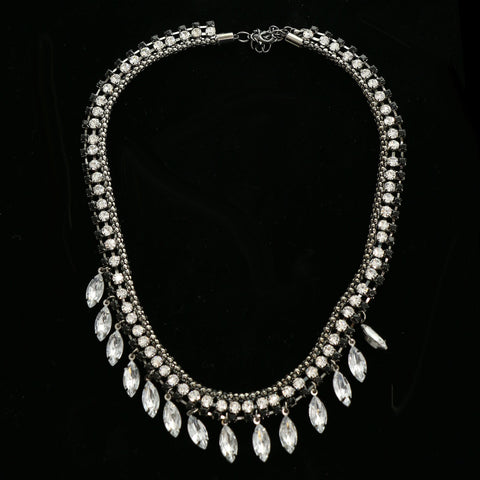 Luxury Crystal Necklace Gunmetal/Black NWOT