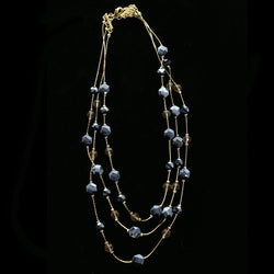 Luxury Faceted Necklace Gold/Blue NWOT
