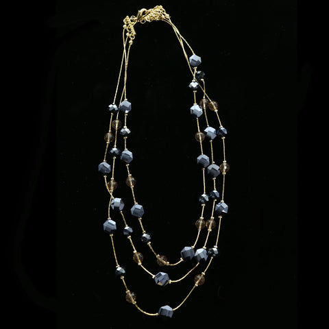 Luxury Faceted Necklace Gold/Blue NWOT