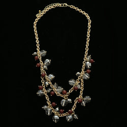 Luxury Faceted Necklace Gold/Gray NWOT