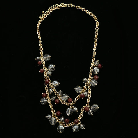 Luxury Faceted Necklace Gold/Gray NWOT
