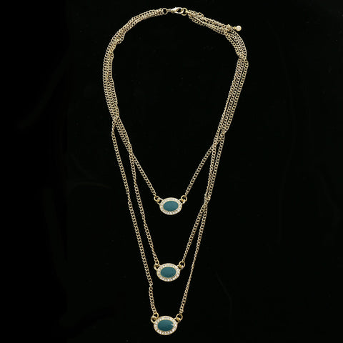 Luxury Crystal Necklace Gold/Blue NWOT