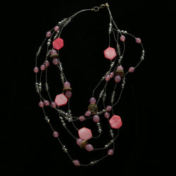 Luxury Faceted Necklace Silver/Pink NWOT