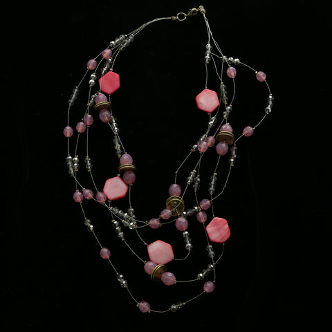 Luxury Faceted Necklace Silver/Pink NWOT