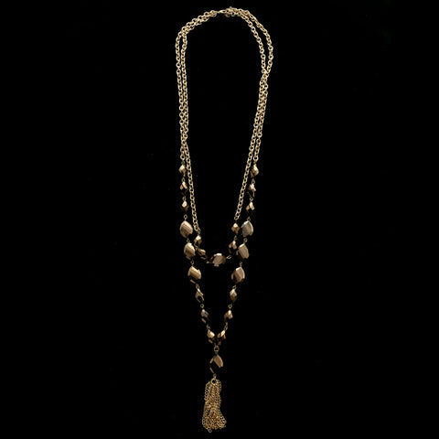 Luxury Faceted Necklace Gold/Brown NWOT