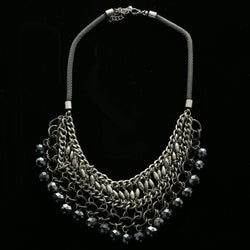 Luxury Faceted Necklace Gunmetal/Black NWOT