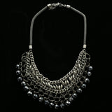Luxury Faceted Necklace Gunmetal/Black NWOT