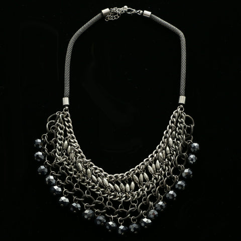 Luxury Faceted Necklace Gunmetal/Black NWOT