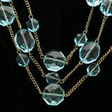 Luxury Faceted Necklace Gold/Blue NWOT