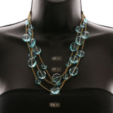 Luxury Faceted Necklace Gold/Blue NWOT